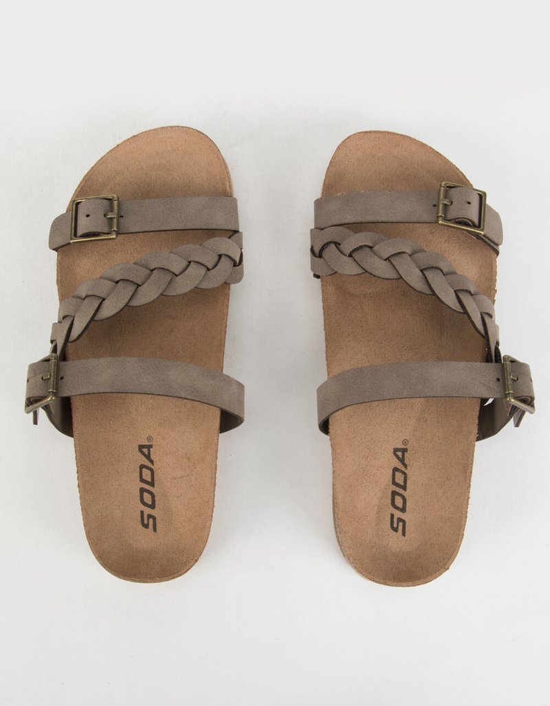 SODA Braided Buckle Girls Taupe Sandals image number 4