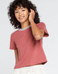 FULL TILT Womens Burgundy Ringer Tee image number 1