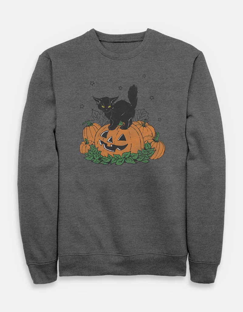 PUMPKINS Black Cat Jack-O'-Lantern Unisex Crewneck Sweatshirt image number 0