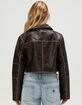 WEST OF MELROSE Womens Crop Faux Leather Jacket image number 4