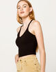 DESTINED V-Neck Black Womens Crop Tank Top image number 1