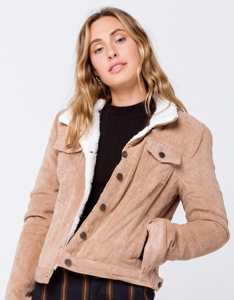 ASHLEY Corduroy Sherpa Womens Tan Jacket image number 0