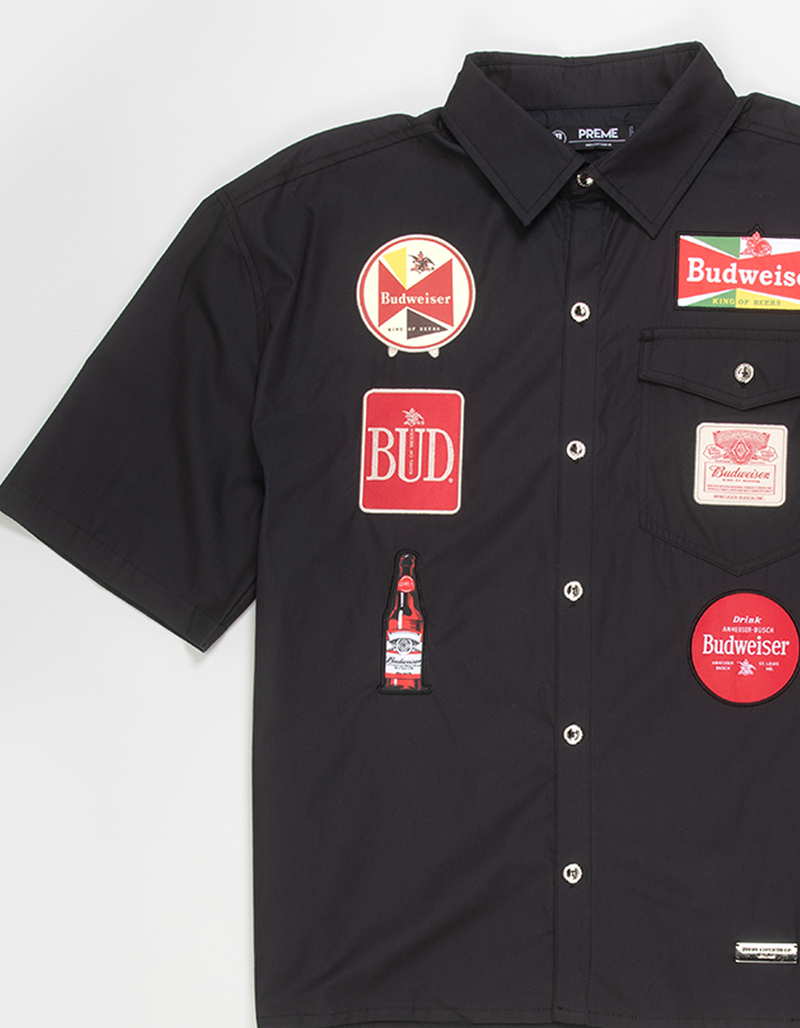 BUDWEISER Mens Rhinestone Button Up Shirt image number 3