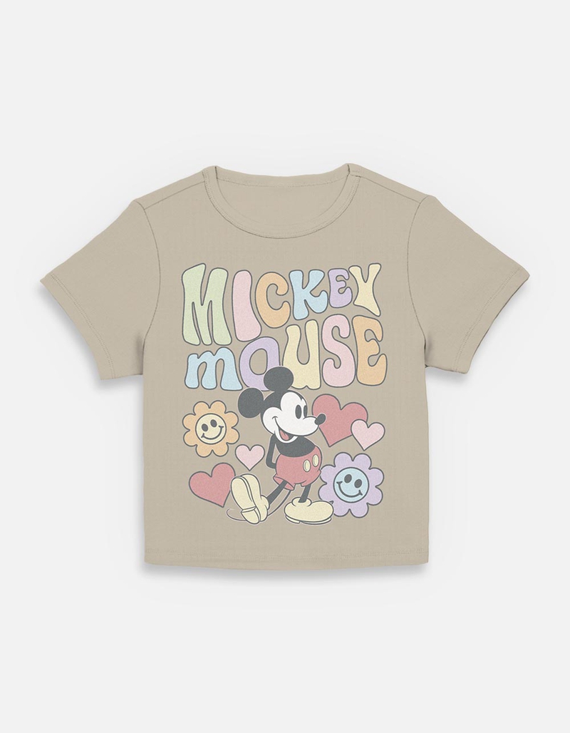 DISNEY Mickey Mouse Retro Flowers Womens Baby Tee image number 0