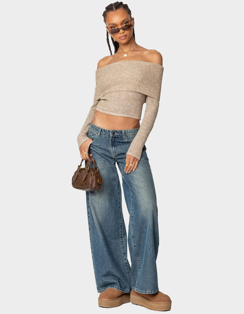 EDIKTED Lili Fold Over Knit Top image number 1