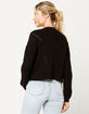 IVY & MAIN Button Front Pointelle Black Womens Cardigan image number 3