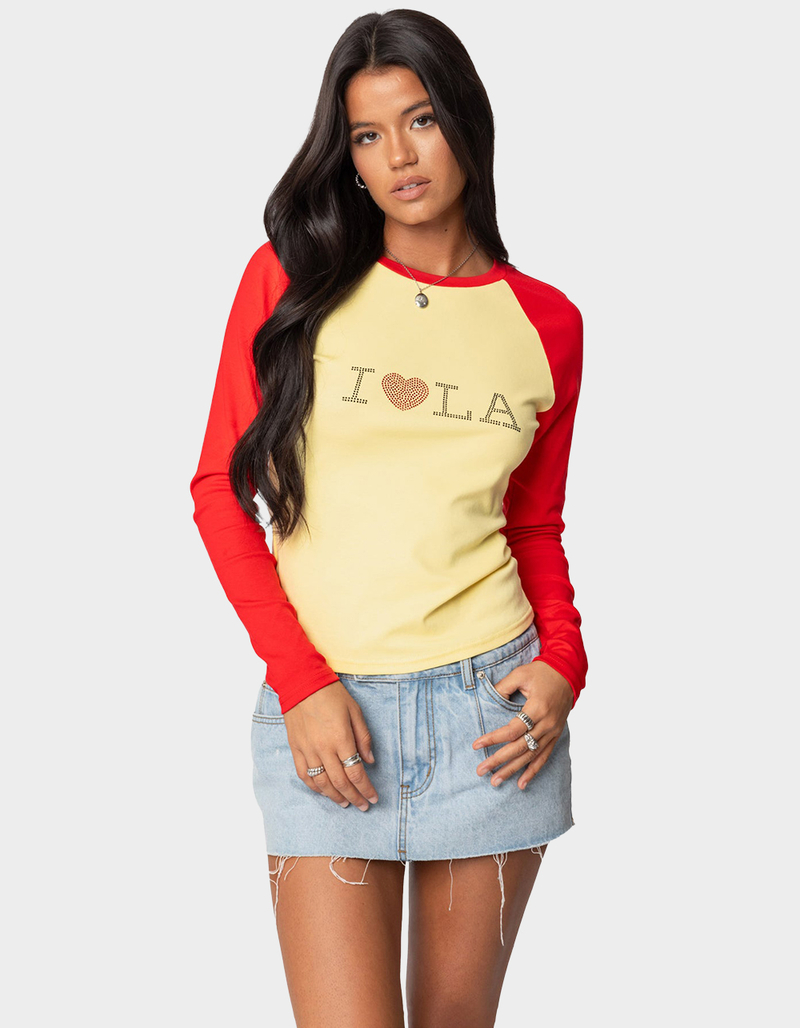 EDIKTED LA Baby Raglan Long Sleeve Tee image number 0
