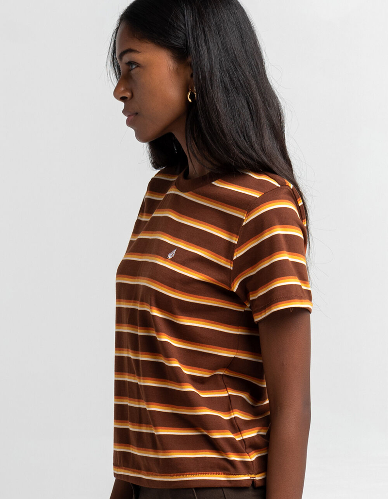 VOLCOM Choice Is Yours Womens Brown & Orange Stripe Tee image number 2