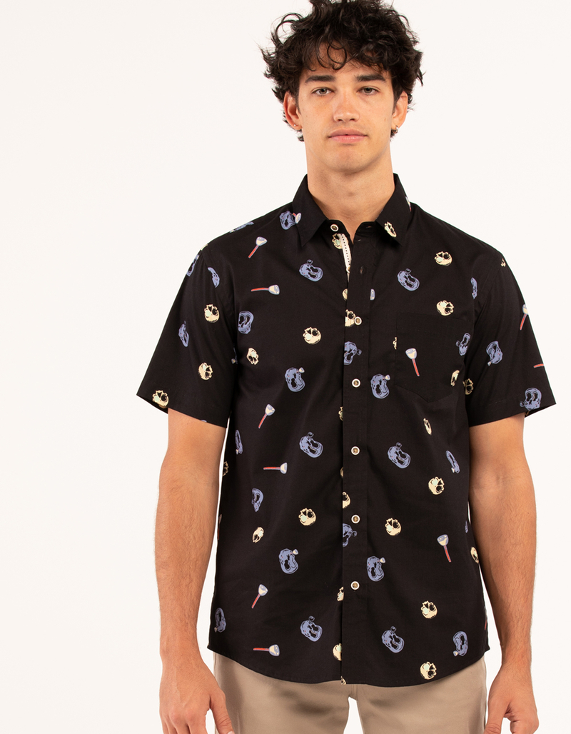 RSQ Mens Ditsy Skull Button Up Shirt image number 0