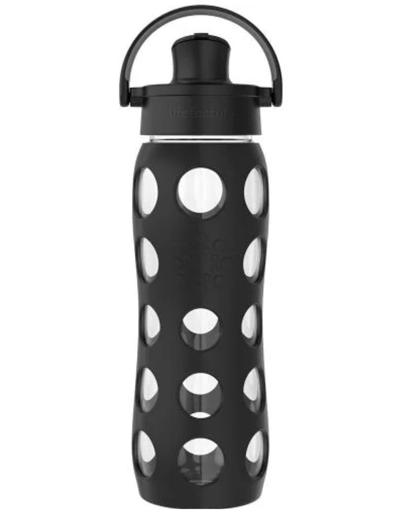 LIFEFACTORY 22oz Active Cap Onyx Glass Water Bottle image number 0