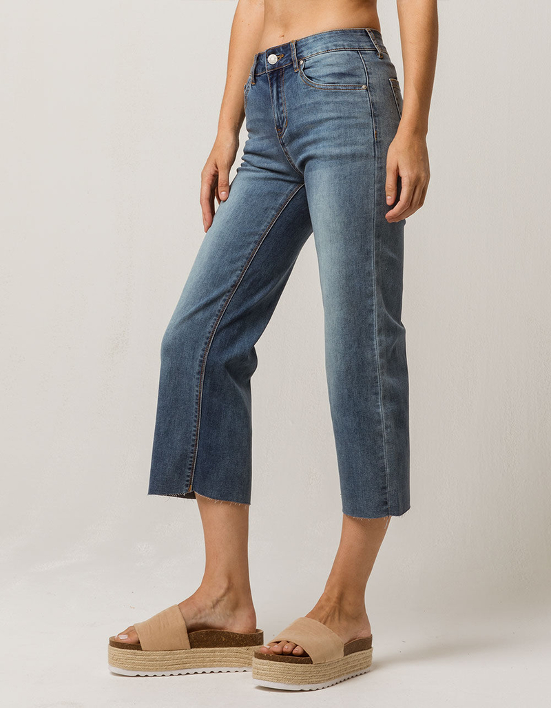 SKY AND SPARROW Fray Wide Leg Womens Crop Jeans image number 1