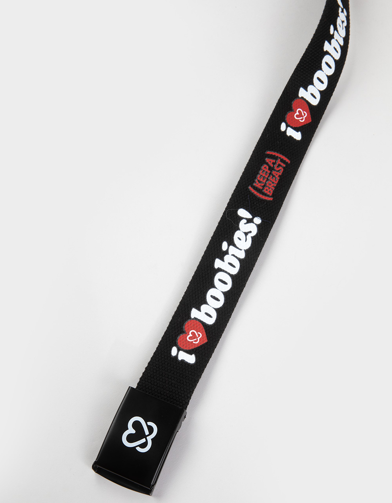 KEEP A BREAST I Love Boobies! Black Web Belt image number 1