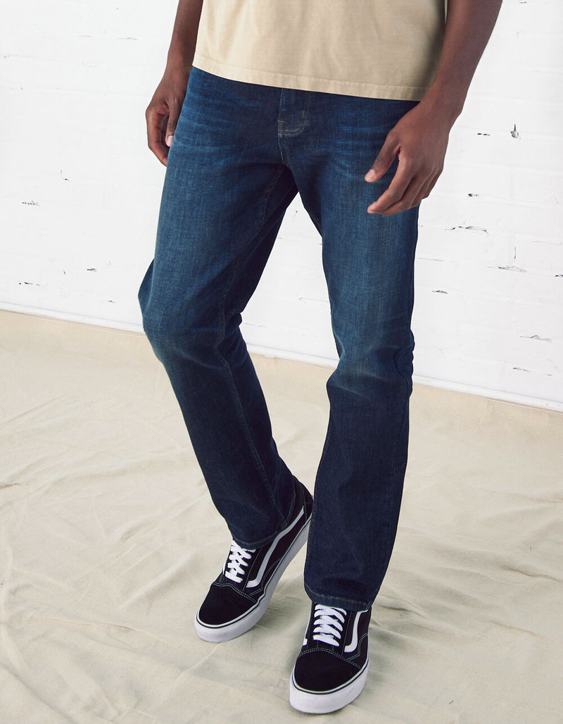 RSQ Mens Relaxed Taper Dark Vintage Wash Jeans image number 1