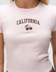 RSQ Womens California Embroidered Cherries Baby Tee image number 5