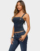 EDIKTED Koto Snap Button Stretchy Denim Top image number 2