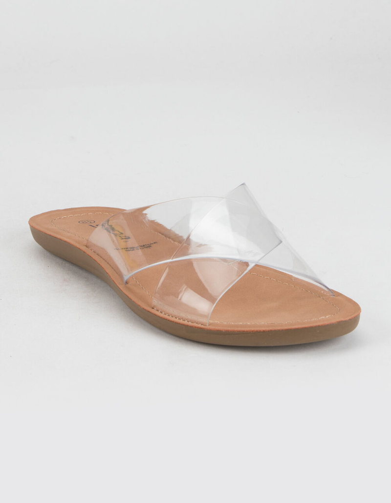 SODA Crisscross Womens Clear Slide Sandals image number 0