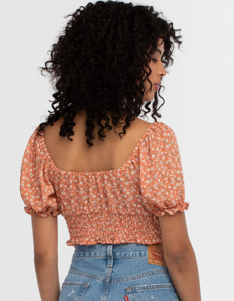 LIBERTY LOVE Ditsy Womens Tie Front Top  image number 2