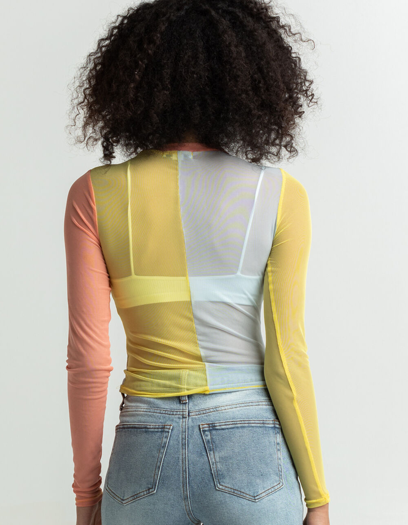 RSQ Womens Solid Blocked Mesh Tee image number 3