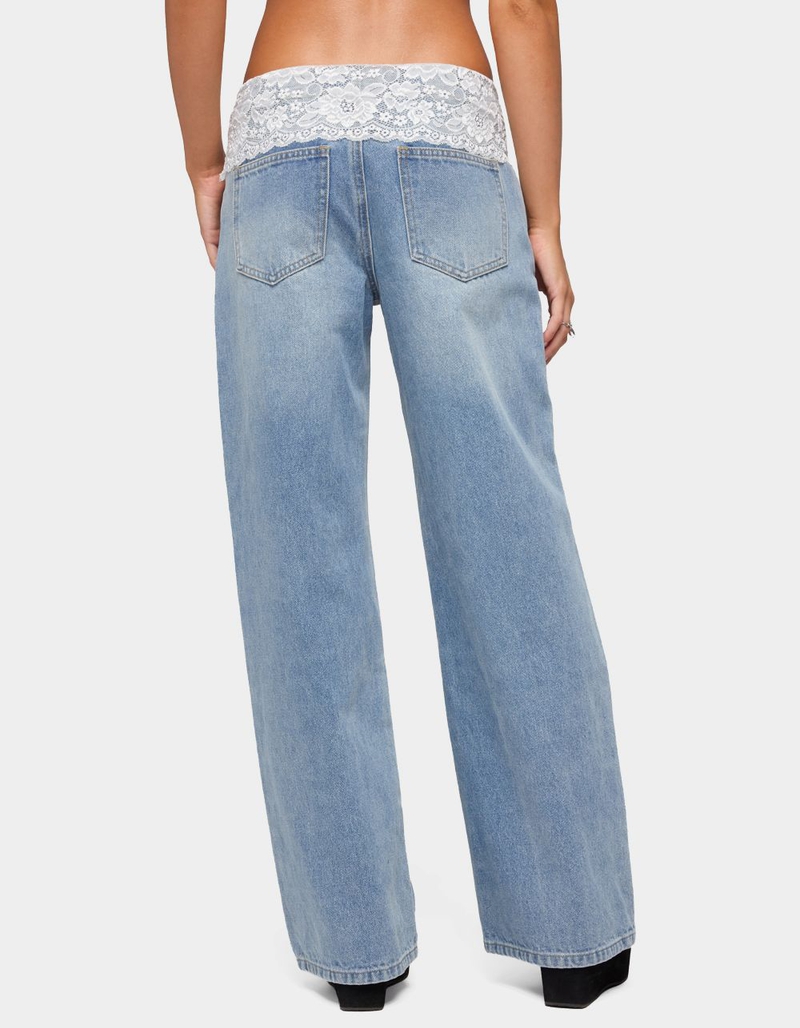 EDIKTED Lacey Foldover Low Rise Baggy Jeans image number 2