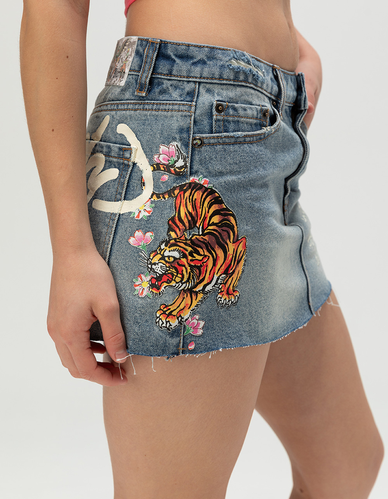 ED HARDY Tiger Womens Denim Mini Skirt image number 1
