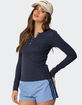 EDIKTED Helaine Waffle Henley Tee image number 3