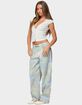 EDIKTED Patchwork Low Rise Baggy Jeans image number 4