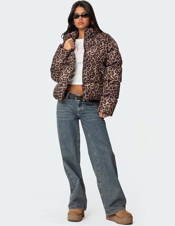 EDIKTED Dalya Leopard Printed Puffer Jacket Alternative Image