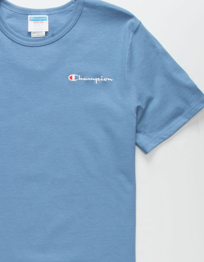 CHAMPION Embroidered Script Logo Mens Blue T-Shirt image number 1