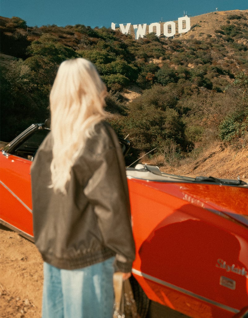 RSQ Womens Oversized Faux Leather Bomber Jacket image number 6