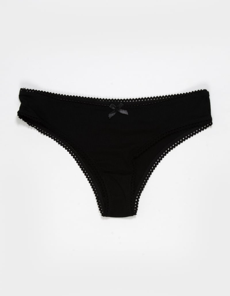 FULL TILT Bow Lace Trim Rib Cheeky Panties image number 0