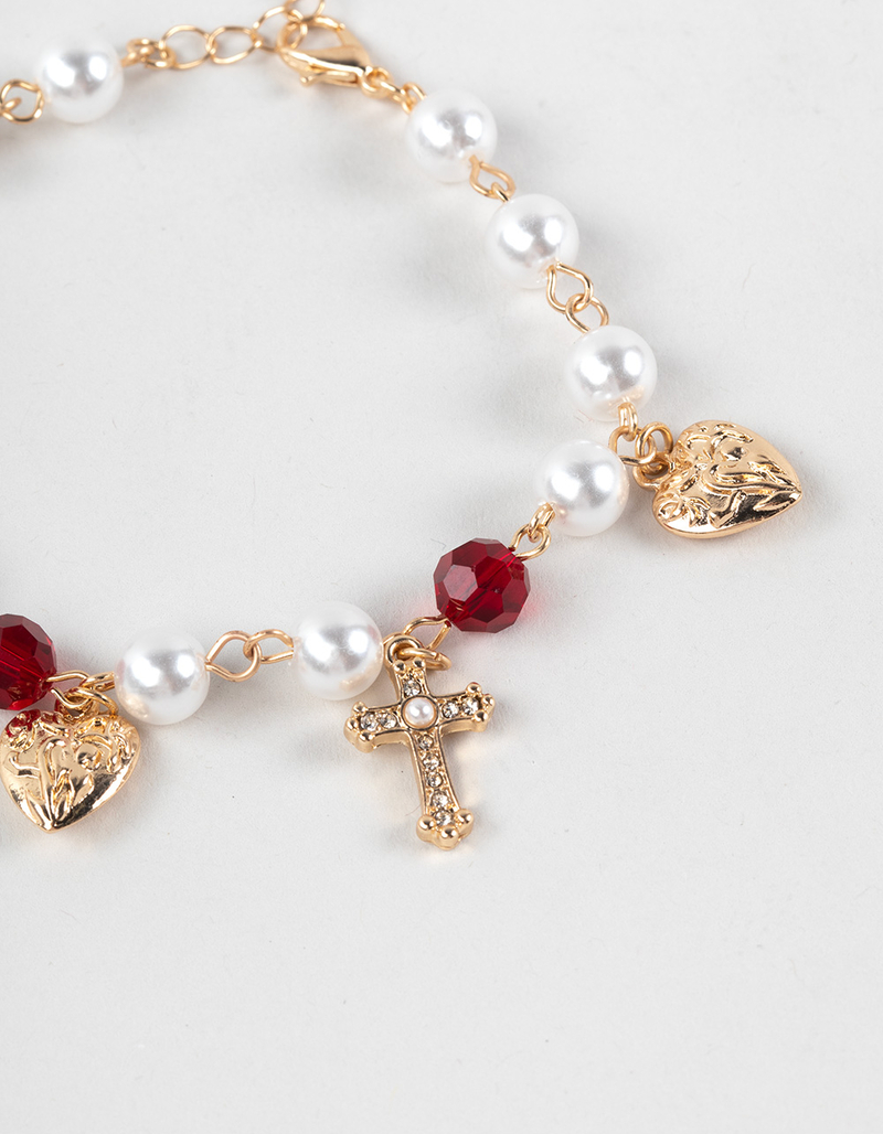 FULL TILT Cross/Pearl Charm Bracelet image number 1
