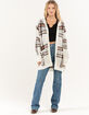 ALMOST FAMOUS Plaid Sherpa Hooded Cardigan image number 4