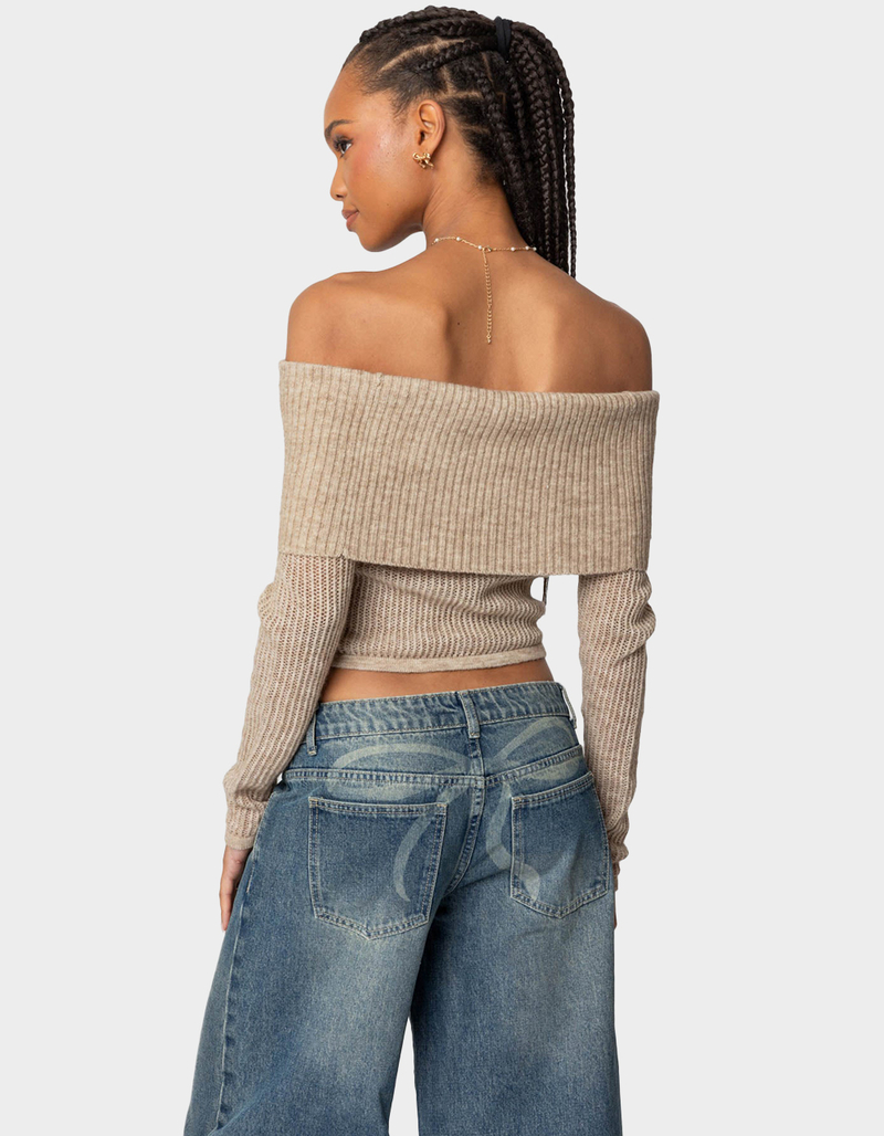 EDIKTED Lili Fold Over Knit Top image number 4