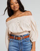 STOLEN HEARTS Womens Off The Shoulder Top image number 1