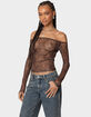 EDIKTED Leopard Sheer Mesh Off Shoulder Top image number 3