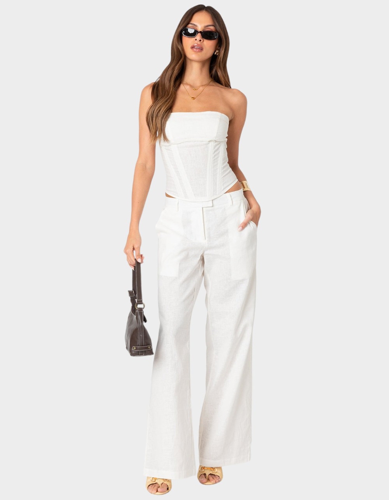 EDIKTED Arya Linen Look Corset BEIGE Tillys