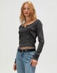 RSQ Womens Washed Notch Long Sleeve Top image number 3