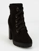 SODA Lug Sole Lace Up Eyelet Black Womens Booties image number 1