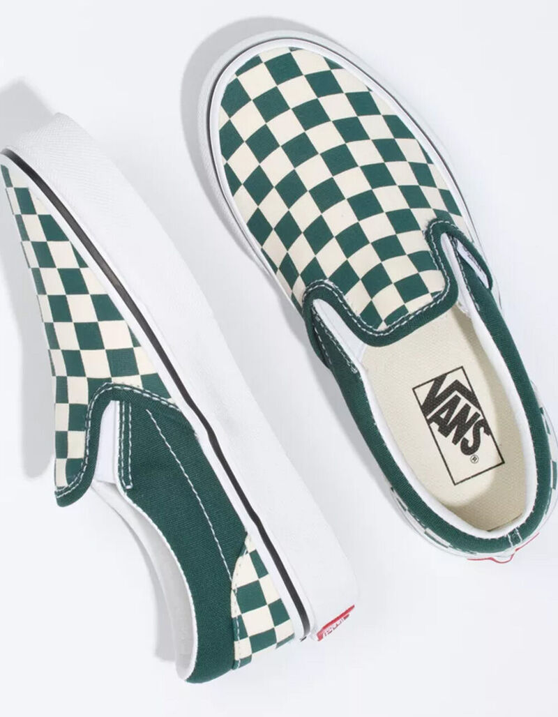 VANS Checkerboard Classic Slip-On Kids Shoes - TEAL - 382997034