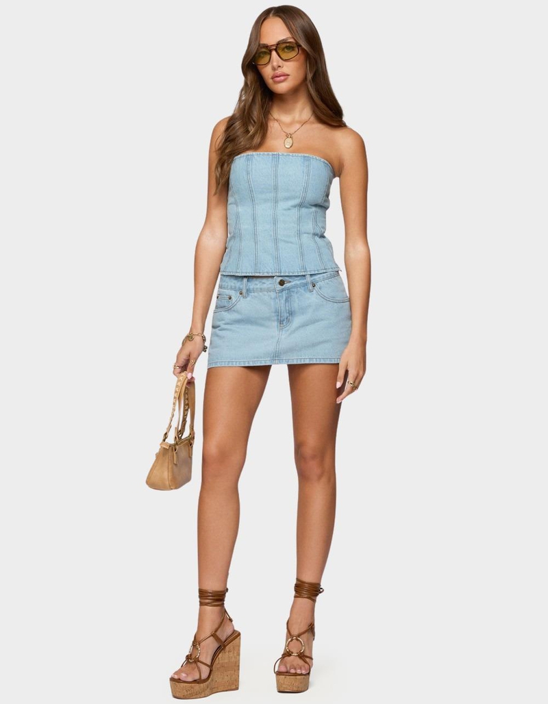EDIKTED Camelia Denim Mini Skort image number 4