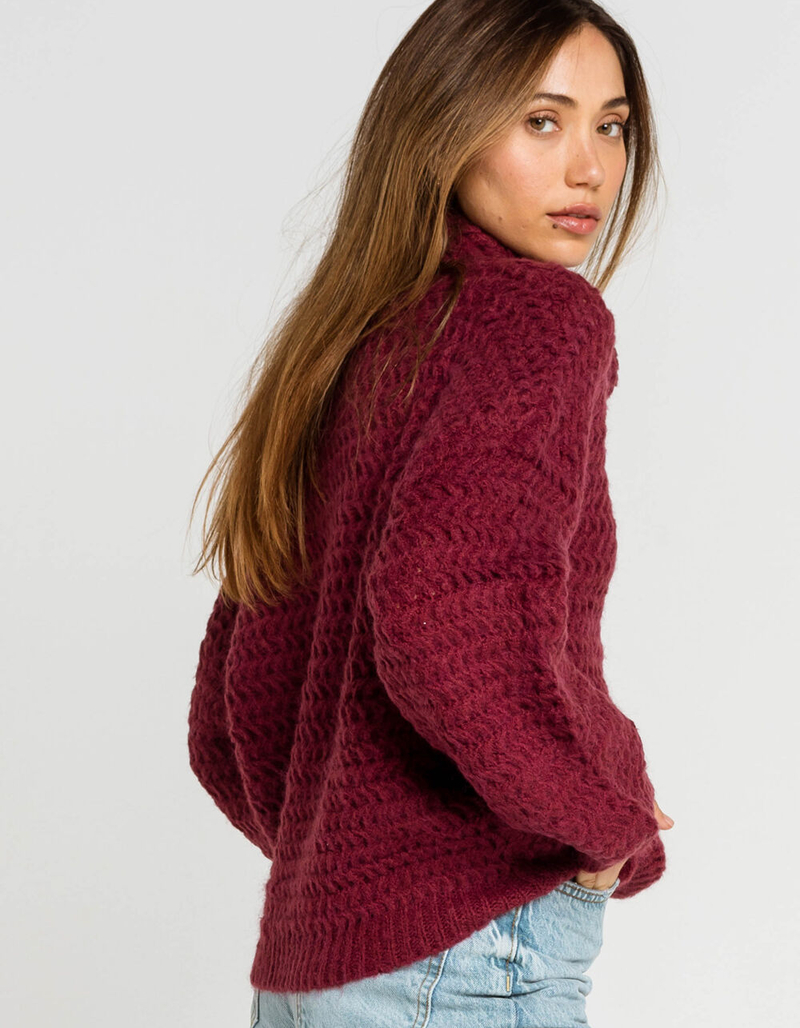 WEST OF MELROSE Just Roll With It Cowl Neck Womens Wine Sweater image number 1