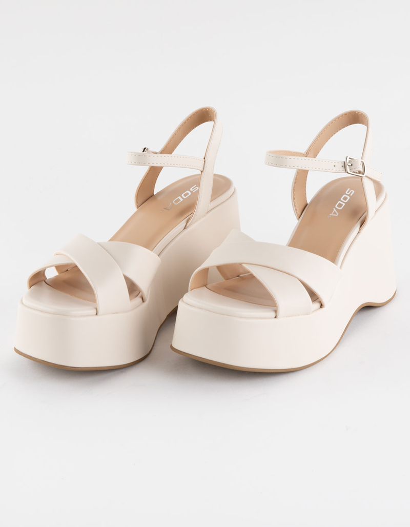SODA Cross Band Womens Platform Wedges image number 0