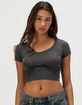 HEART & HIPS Womens V-Neck Crop Tee image number 1