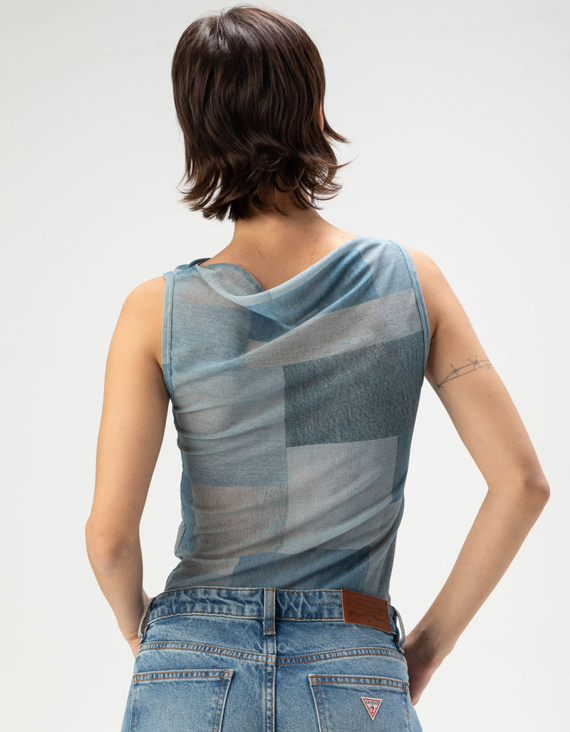 THRILLS Shades Of Indigo Womens Sleeveless Mesh Crop Top image number 3