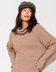 SKY AND SPARROW Fuzzy Cowl Taupe Womens Bell Sleeve Sweater image number 1