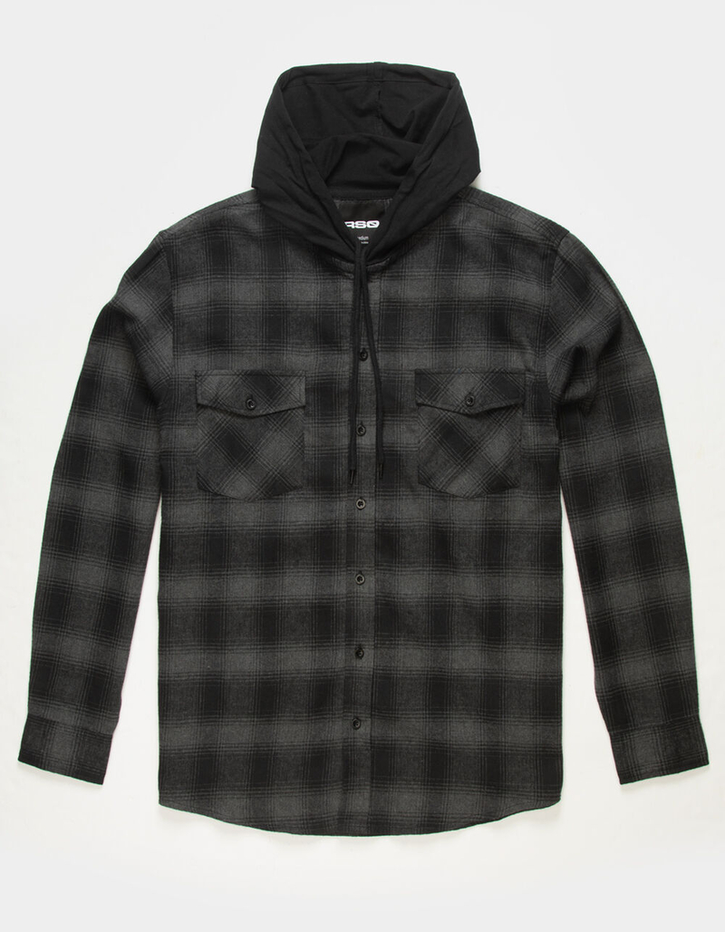 RSQ Mens Plaid Hooded Flannel image number 1