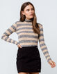 SKY AND SPARROW Stripe Camel Womens Turtleneck Top image number 1
