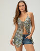 WEST OF MELROSE Womens Printed Mesh Flyaway Halter Top image number 2