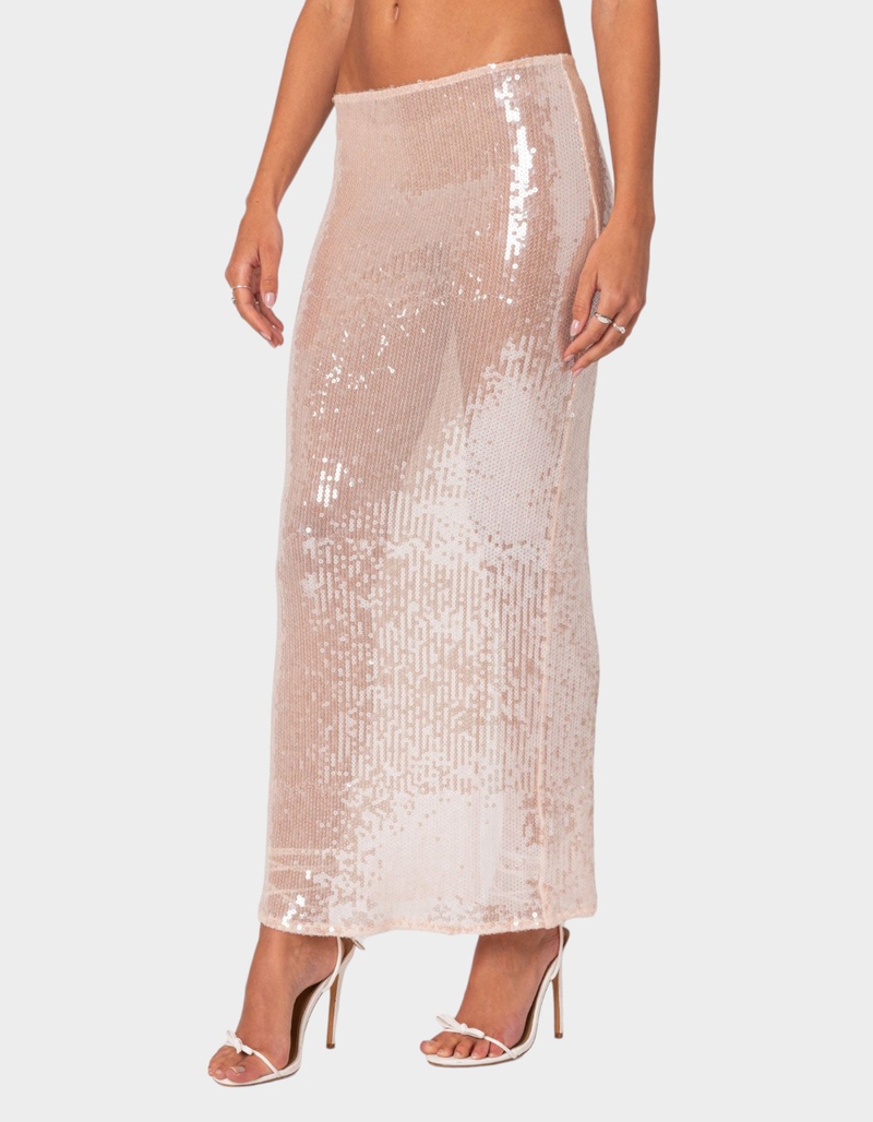 EDIKTED Riki Sheer Sequin Maxi Skirt image number 2