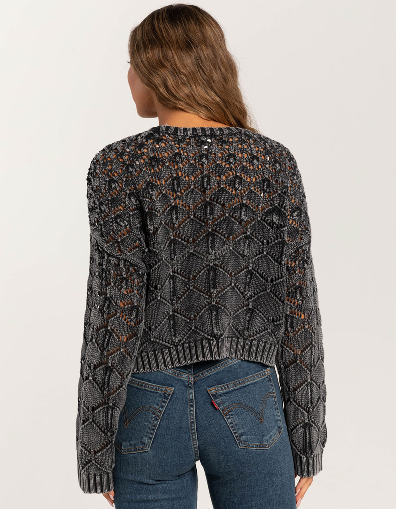 FULL TILT Womens Open Weave Washed Pullover Sweater image number 3